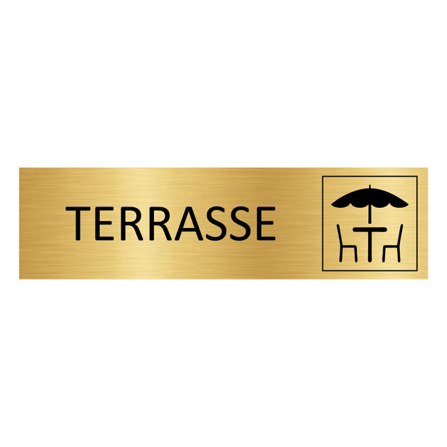 Plaque de porte Terrasse - aluminium doré - 165 x 45 mm
