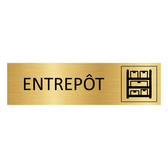 Plaque de porte Entrepôt - aluminium doré - 165 x 45 mm
