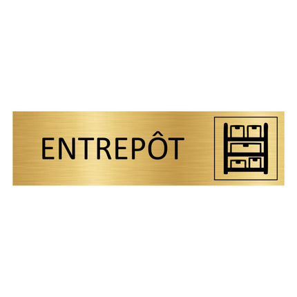 Plaque de porte Entrepôt - aluminium doré - 165 x 45 mm