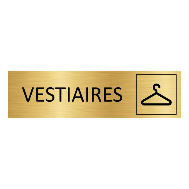 Plaque de porte Vestiaires - aluminium doré - 165 x 45 mm