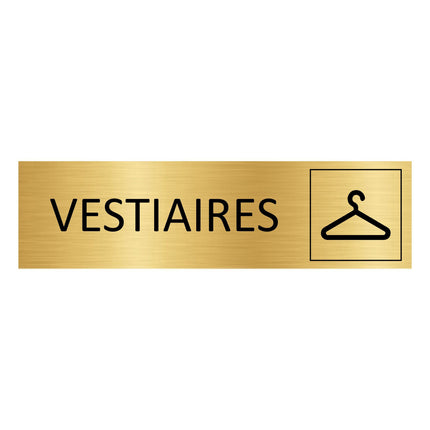 Plaque de porte Vestiaires - aluminium doré - 165 x 45 mm