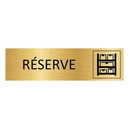 Plaque de porte Réserve - aluminium doré - 165 x 45 mm