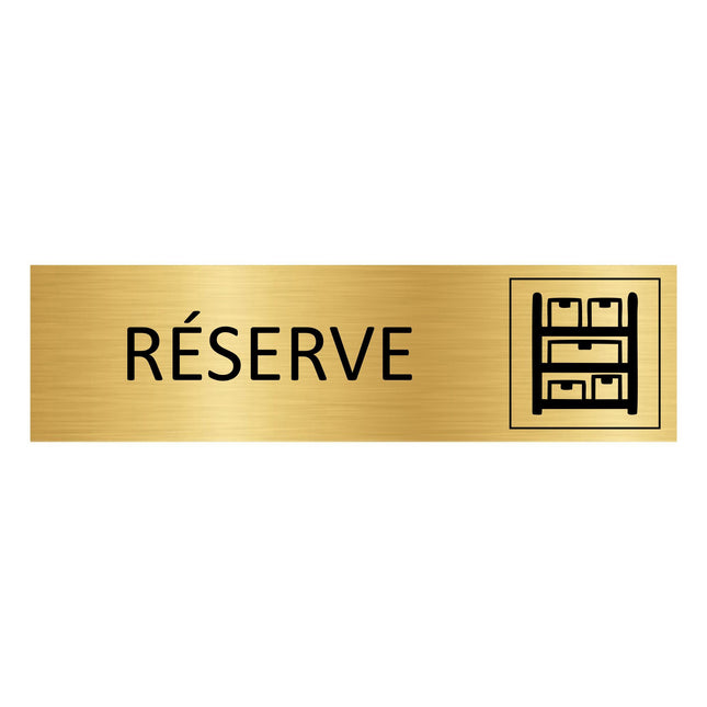Plaque de porte Réserve - aluminium doré - 165 x 45 mm