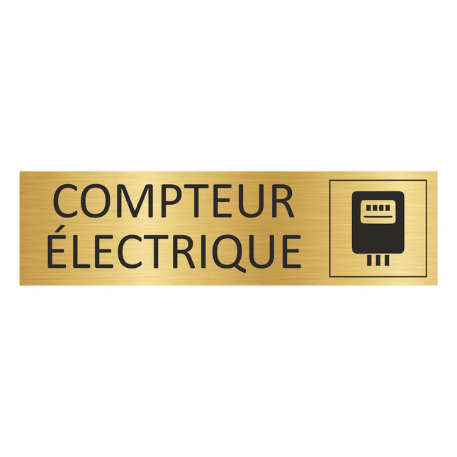 Plaque de porte Compteur électrique - aluminium doré - 165 x 45 mm