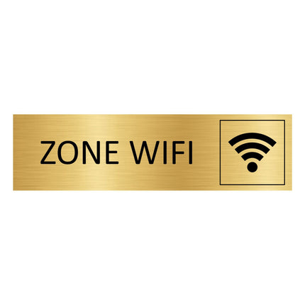 Plaque de porte Zone WiFi - aluminium doré - 165 x 45 mm