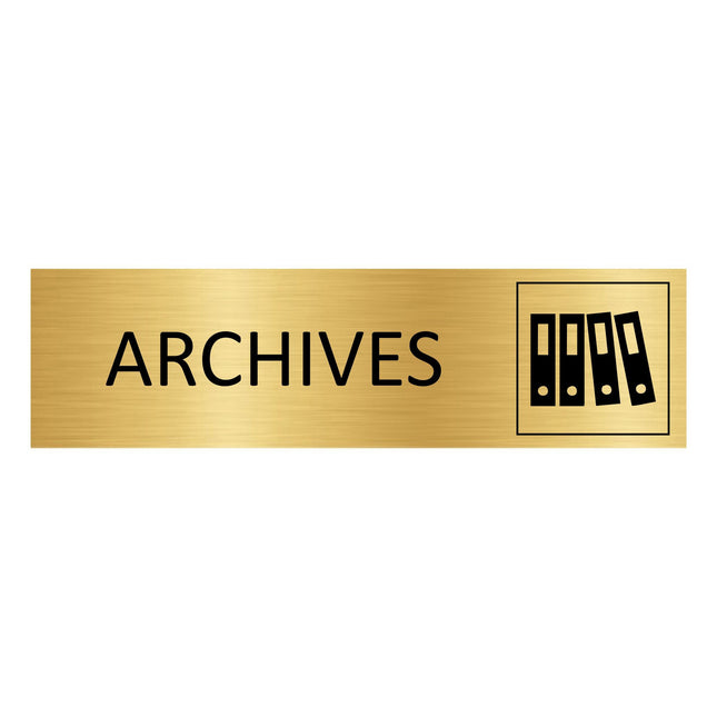 Plaque de porte Archives - aluminium doré - 165 x 45 mm