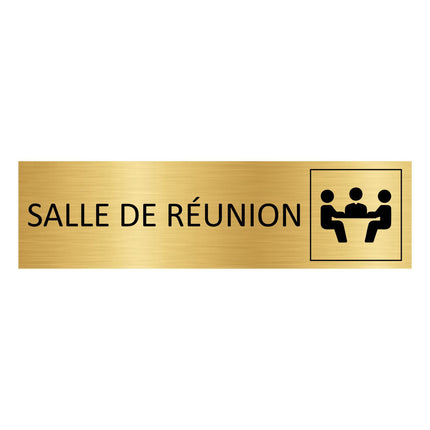 Plaque de porte Salle de réunion - aluminium doré - 165 x 45 mm