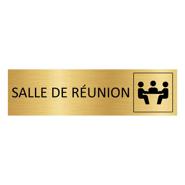 Plaque de porte Salle de réunion - aluminium doré - 165 x 45 mm