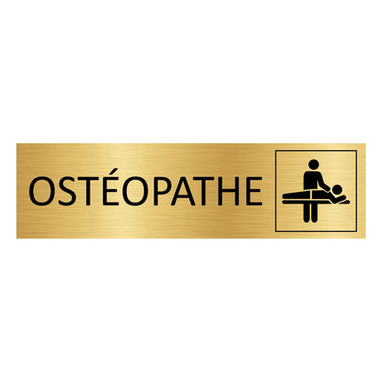 Plaque de porte Ostéopathe - aluminium doré - 165 x 45 mm