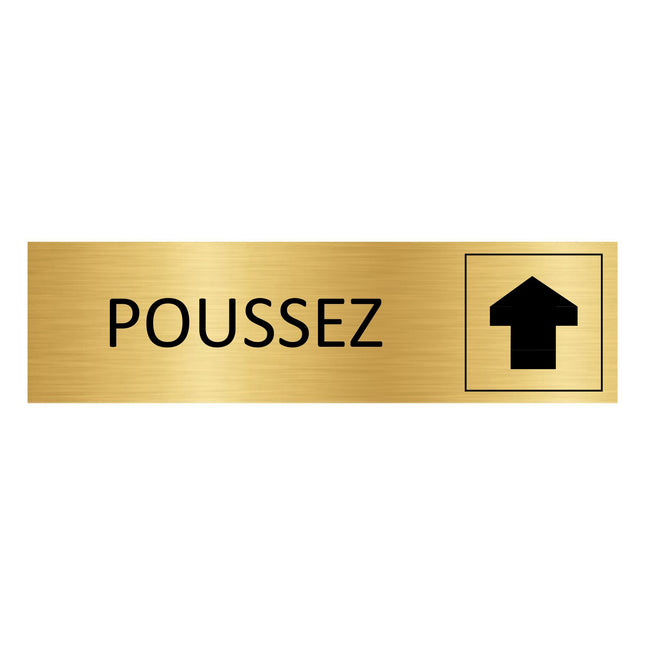 Plaque de porte Poussez - aluminium doré - 165 x 45 mm