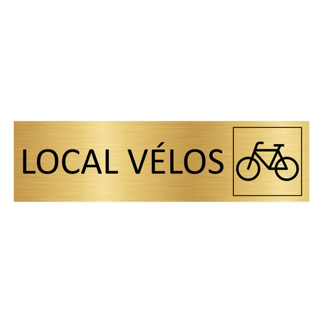 Plaque de porte Local vélos - aluminium doré - 165 x 45 mm