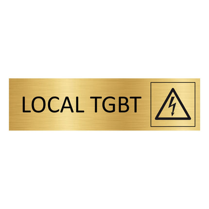 Plaque de porte Local TGBT - aluminium doré - 165 x 45 mm