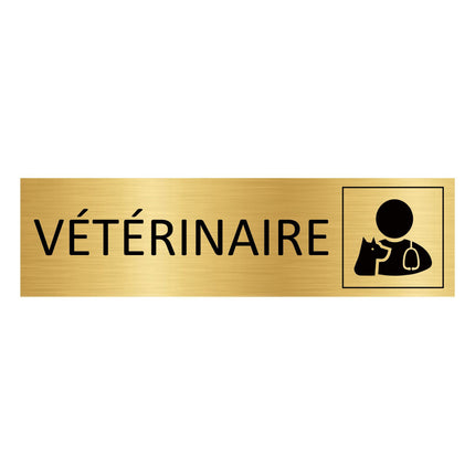 Plaque de porte Vétérinaire - aluminium doré - 165 x 45 mm