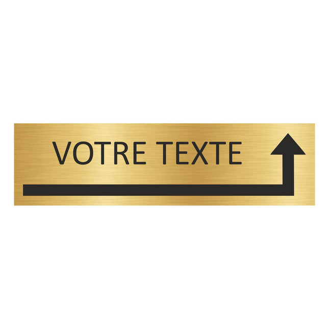Plaque de porte avec votre texte avec flèche vers la droite - aluminium doré - 165 x 45 mm