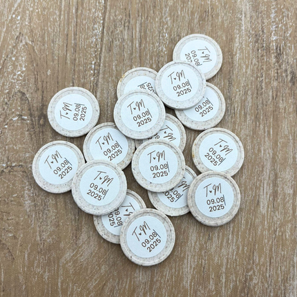 Jetons personnalisés en fibre de bois -  Ø23 mm - 100 pièces