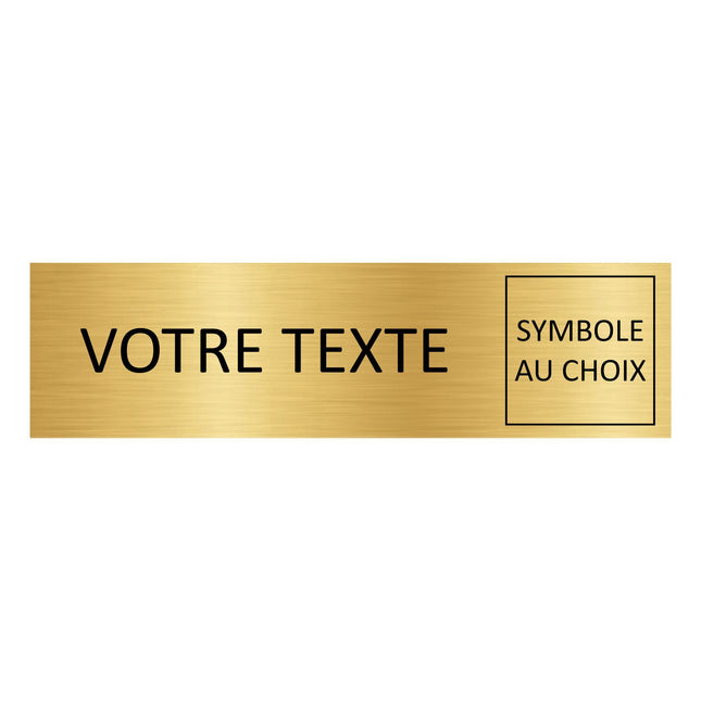 Plaque de porte avec propre texte et symbole -  aluminium doré - 165 x 45 mm