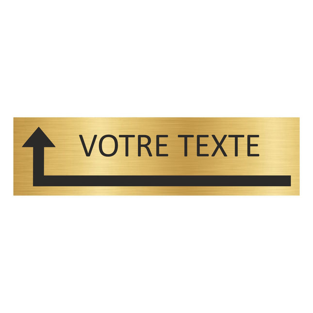 Plaque de porte avec votre texte avec flèche vers la gauche -  aluminium doré - 165 x 45 mm