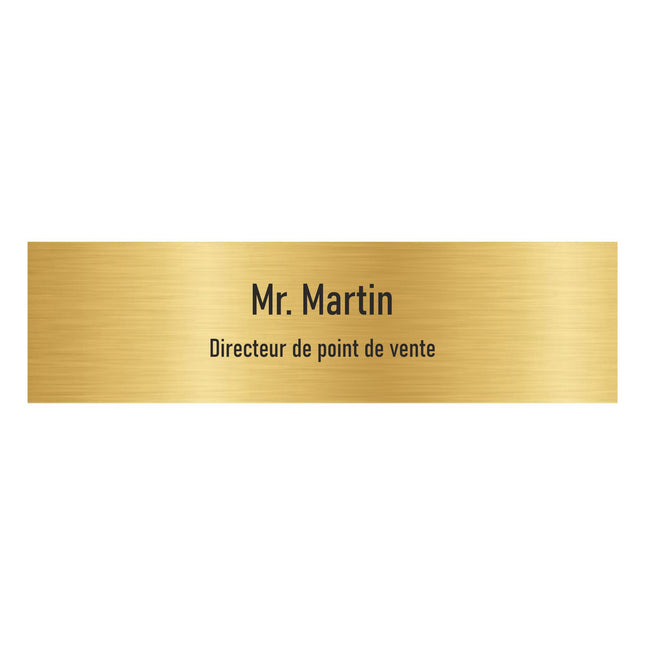 Plaque de porte avec nom - aluminium doré - 165 x 45 mm