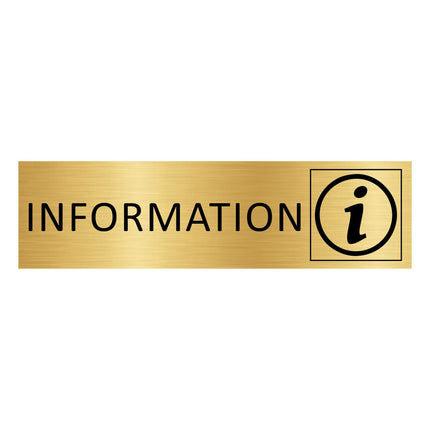 Plaque de porte Information -  aluminium doré - 165 x 45 mm