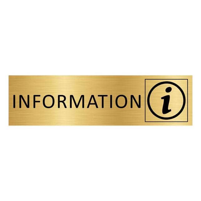 Plaque de porte Information -  aluminium doré - 165 x 45 mm