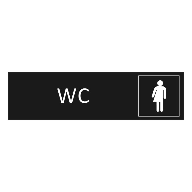 Plaque de porte WC non genrés -  aluminium noir - 165 x 45 mm