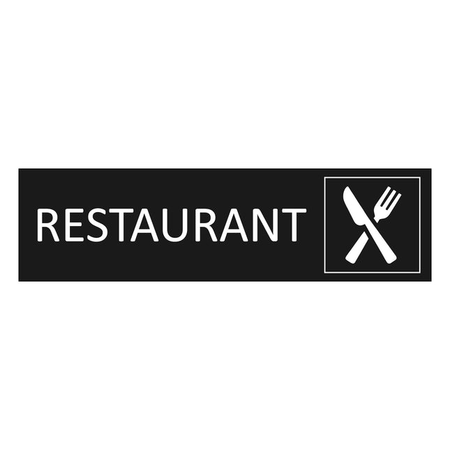 Plaque de porte Restaurant -  aluminium noir - 165 x 45 mm