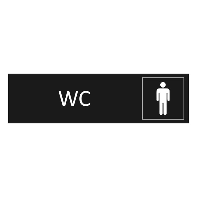 Plaque de porte WC Hommes -  aluminium noir - 165 x 45 mm