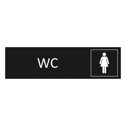 Plaque de porte WC Femmes -  aluminium noir - 165 x 45 mm