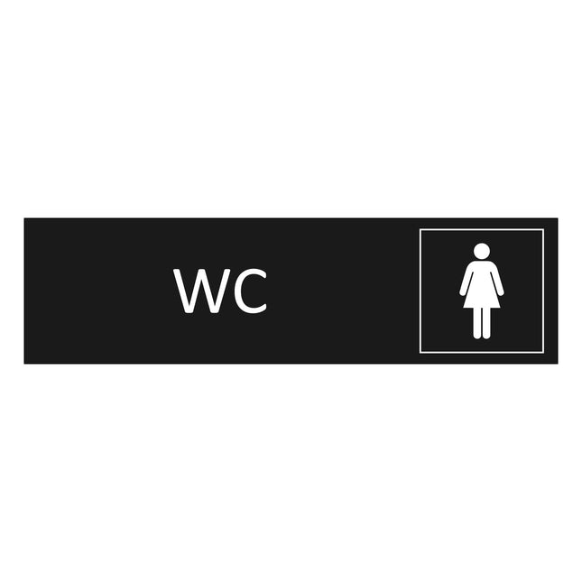 Plaque de porte WC Femmes -  aluminium noir - 165 x 45 mm