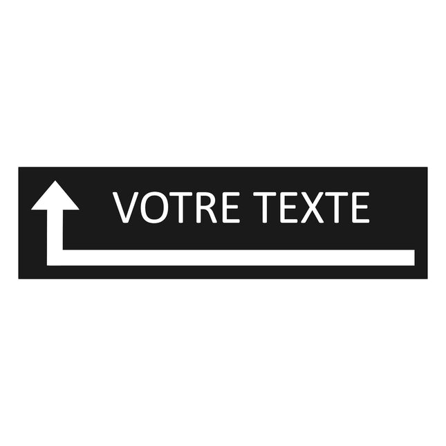 Plaque de porte avec votre texte avec flèche vers la droite -  aluminium noir- 165 x 45 mm