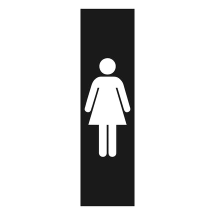 Plaque de porte pictogramme Femmes -  aluminium noir - 165 x 45 mm