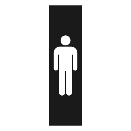 Plaque de porte pictogramme Hommes -  aluminium noir - 165 x 45 mm