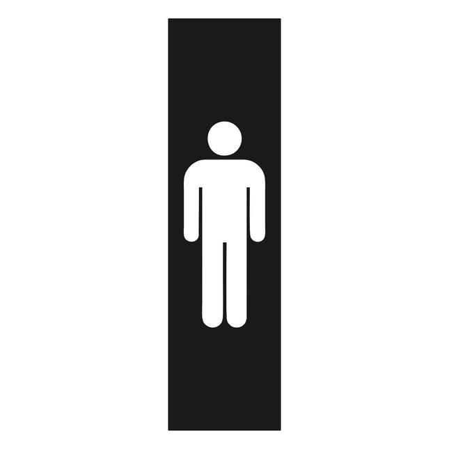 Plaque de porte pictogramme Hommes -  aluminium noir - 165 x 45 mm