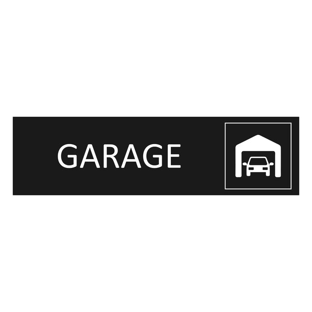 Plaque de porte Garage -  aluminium noir - 165 x 45 mm