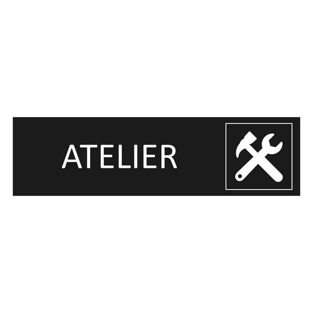 Plaque de porte Atelier - aluminium noir - 165 x 45 mm