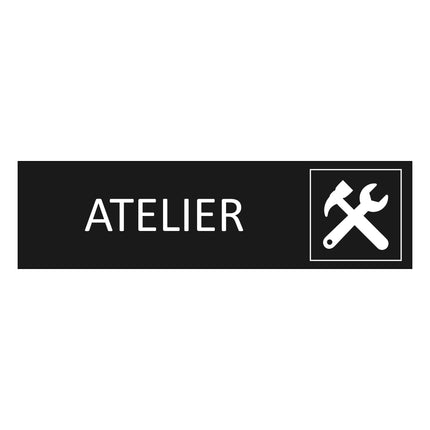 Plaque de porte Atelier - aluminium noir - 165 x 45 mm