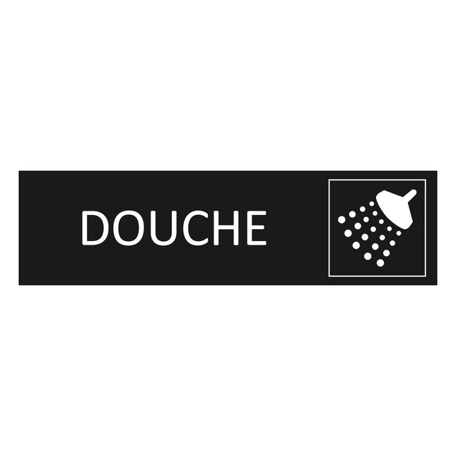 Plaque de porte Douche -  aluminium noir - 165 x 45 mm