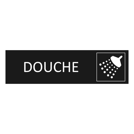Plaque de porte Douche -  aluminium noir - 165 x 45 mm