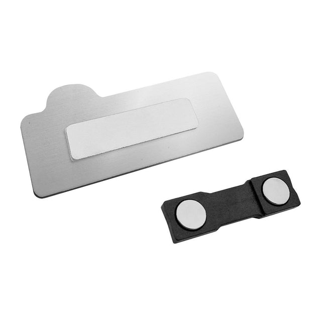 Badge nominatif avec propre forme maximum 80 x 45 mm - aluminium anodisé - par pièce