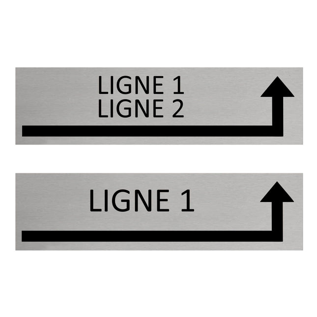 Plaque de porte avec votre texte avec flèche vers la droite -  aluminium - 165 x 45 mm