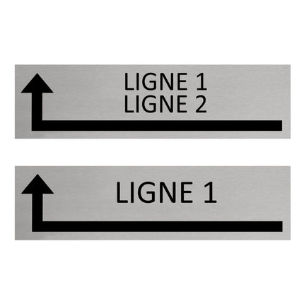 Plaque de porte avec votre texte avec flèche vers la gauche -  aluminium - 165 x 45 mm
