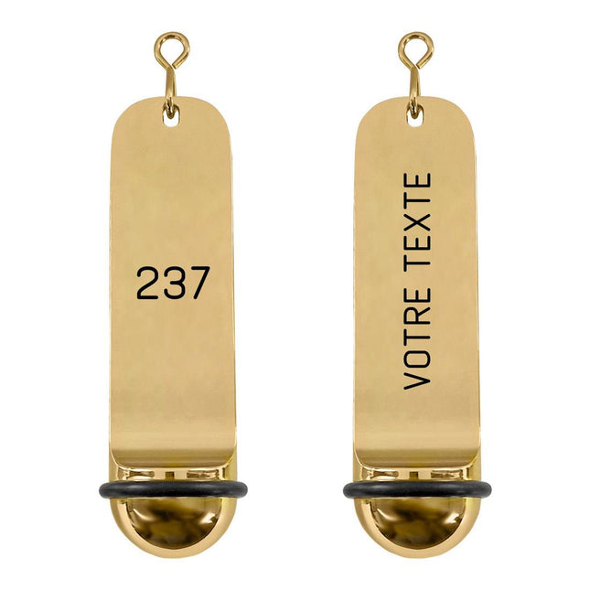 Porte-clés hôtel Classico doré - gravé en aluminium - 108 x 29 mm - par pièce