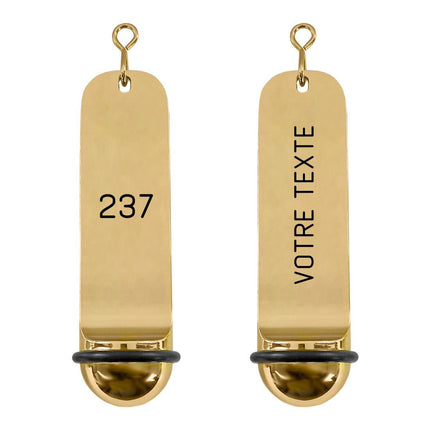 Porte-clés hôtel Classico doré - gravé en aluminium - 108 x 29 mm - par pièce
