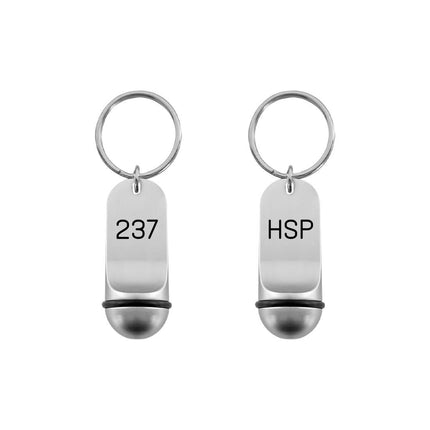 Porte-clés hôtel Petito argent - gravé en aluminium - 48 x 21 mm - par pièce