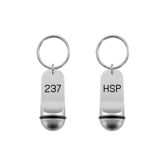 Porte-clés hôtel Petito argent - gravé en aluminium - 48 x 21 mm - par pièce