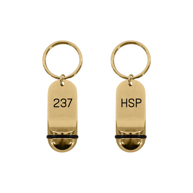 Porte-clés hôtel Petito doré - gravé en aluminium - 48 x 21 mm - par pièce
