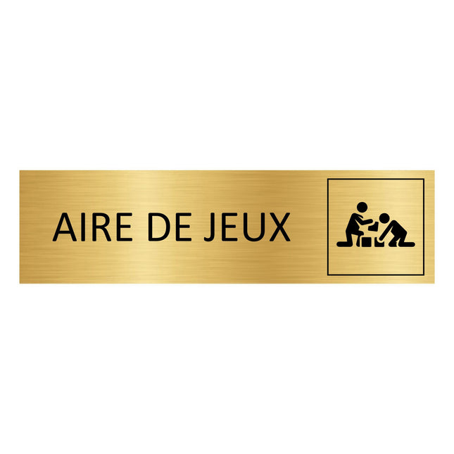 Plaque de porte Aire de jeux -  aluminium doré - 165 x 45 mm