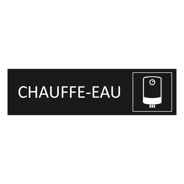 Plaque de porte Chauffe-eau - aluminium noir  - 165 x 45 mm