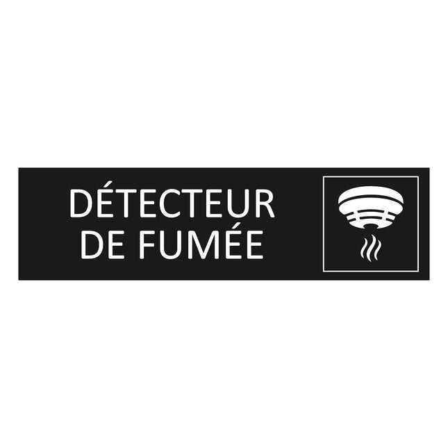 Plaque de porte Détecteur de fumée - aluminium noir  - 165 x 45 mm