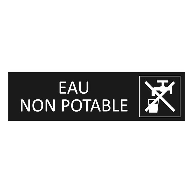 Plaque de porte Eau non potable - aluminium noir  - 165 x 45 mm